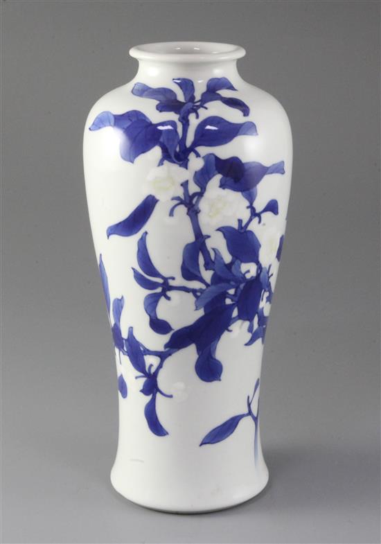 Makuzu Kozan - a blue and white baluster vase, late Meiji period, height 26.5cm